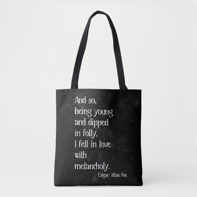 Tote Bag Rose mort gothique et citation de Poe (Devant)