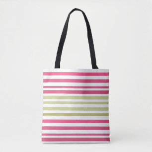 Tote Bag rose olive rayé