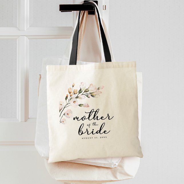 Tote Bag Rose Pâle Floral Mère de la Mariée (Blush Pink Floral Mother of the Bride Tote Bag)