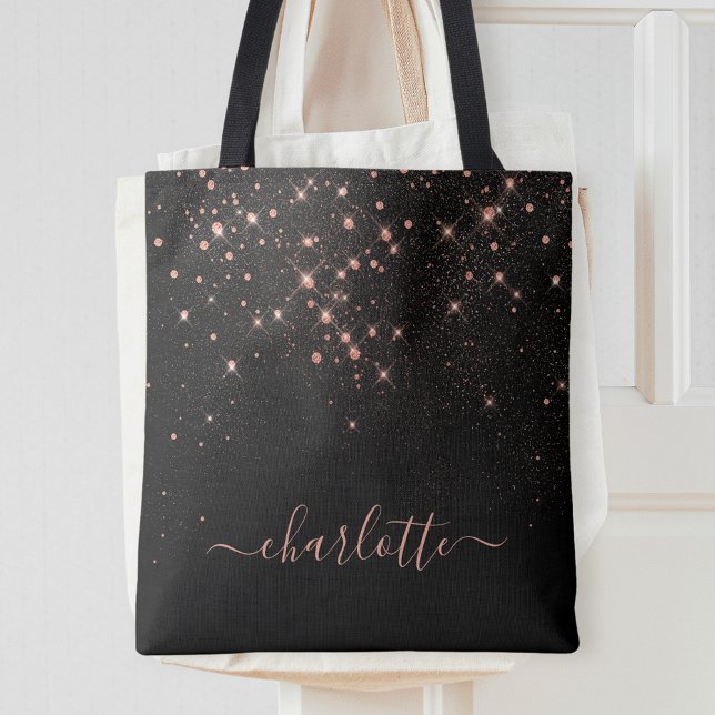 Tote Bag Rose Parties scintillant Or Élégant Script glamour (Créateur téléchargé)