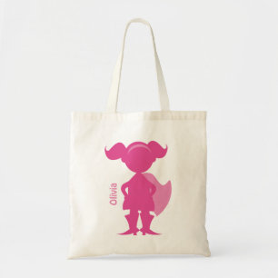 Tote Bag Rose personnalisé par silhouette de fille de super