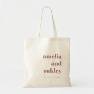 Tote Bag Rose Poussiéreuse Rétro Personnalisé Mariage Cadea