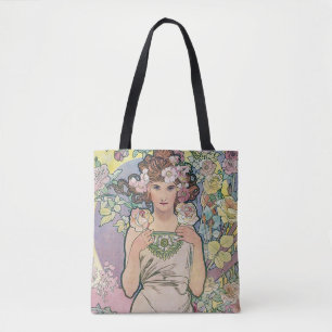 Tote Bag Rose (quatre fleurs), Alphonse Mucha