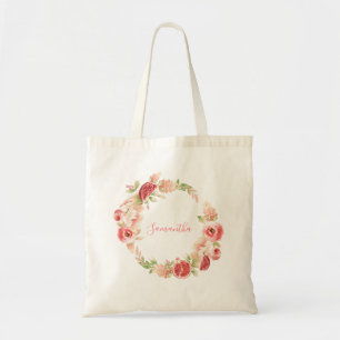 Tote Bag Rose Rose Floral Vert Fille Baby shower