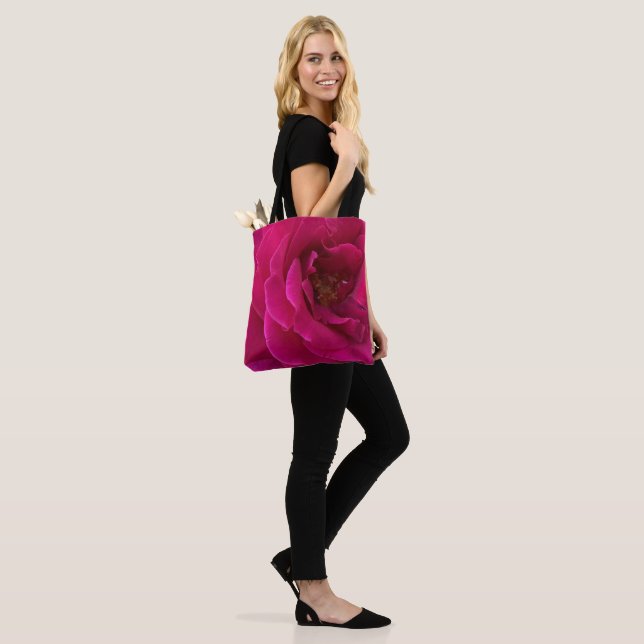 Tote Bag Rose rose naturelle magnifique (Sur le modèle)