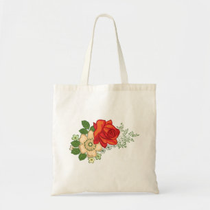 Tote Bag Rose rouge et marguerites