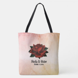 Tote Bag Rose rouge gothique Nom et date