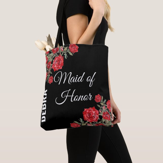 Tote Bag Rose rouge Mariage floral (De près)