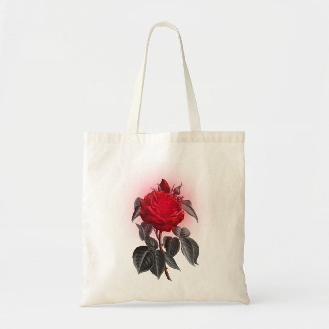 Tote Bag Rose rouge sang (Devant)