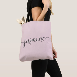 Tote Bag Rose Simple Monogramme Personnalisé Nom Féminin