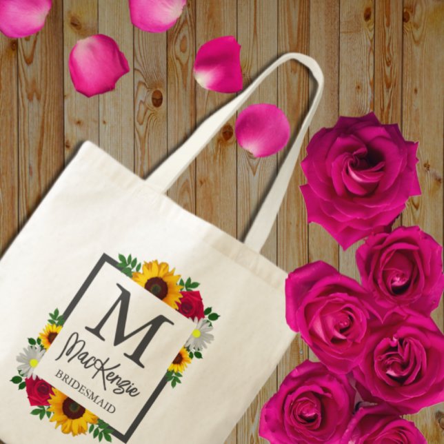 Tote Bag Rose Tournesol Daisy Automne Floral Mariage Fête (Créateur téléchargé)