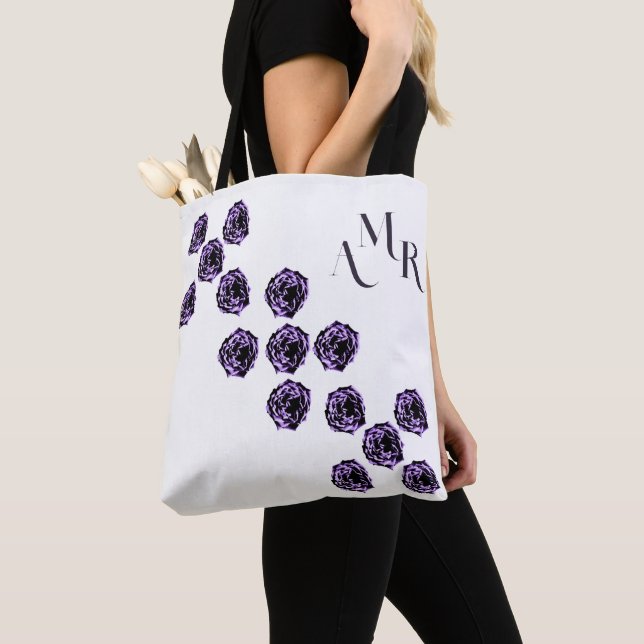 Tote Bag Rose violet monogramme (De près)