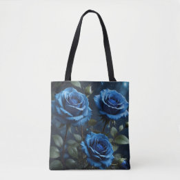 Tote Bag Roses Bleu Foncé