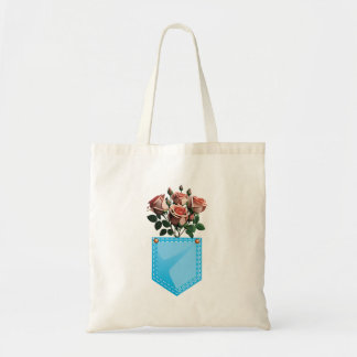 Tote Bag roses dans la poche