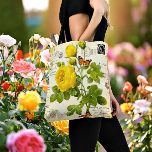 Tote Bag Roses jaunes vintage
