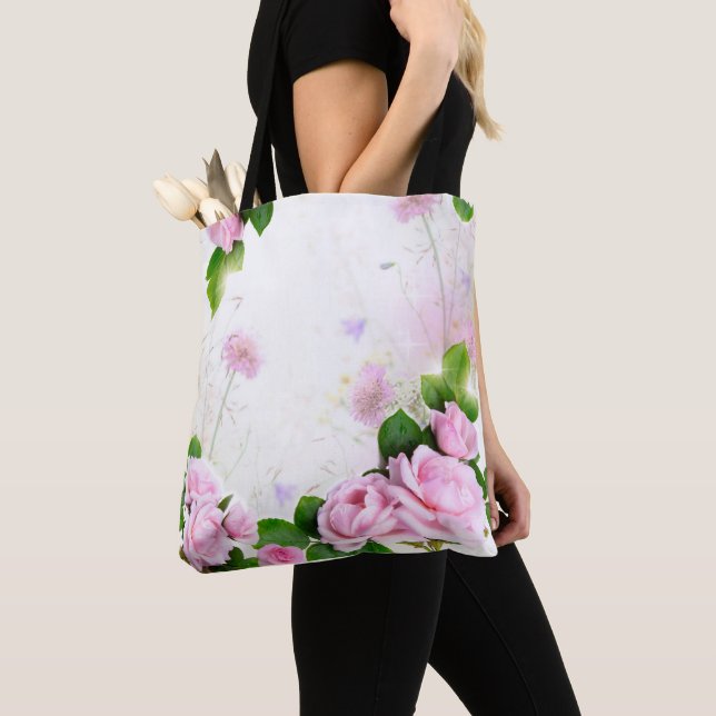 Tote Bag Roses roses romantiques Fourre-tout (De près)