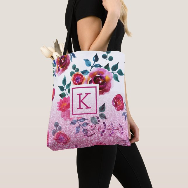 Tote Bag Roses roses roses aquarelles peintes à la main (De près)