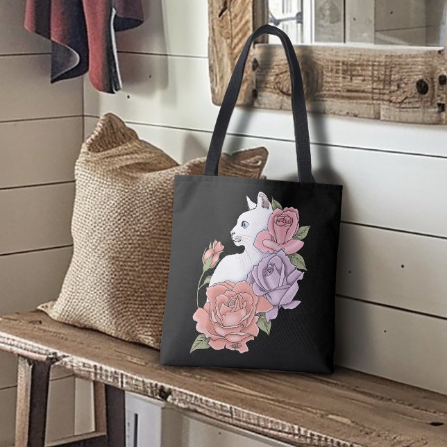 Tote Bag Roses roses roses blanches Peach Lavender (Créateur téléchargé)