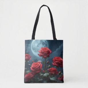 Tote Bag Roses rouges au clair de lune