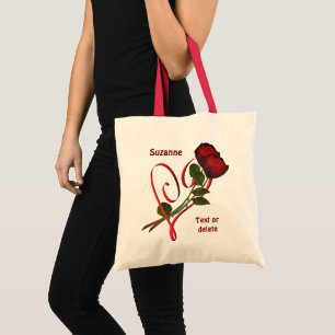 Tote Bag Roses rouges Coeur rouge Personnalisé
