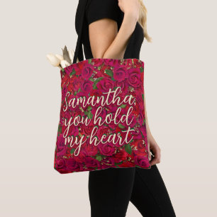 Tote Bag Roses rouges de la Saint-Valentin avec message per
