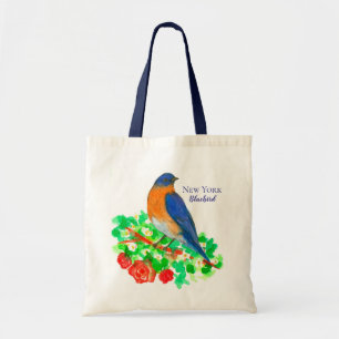 Tote Bag Roses rouges de l'oiseau bleu de New York