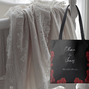 Tote Bag Roses rouges Noir blanc