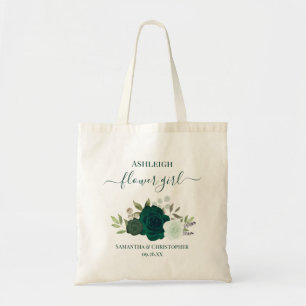 Tote Bag Roses Vert Émeraude Élégantes Fille Fleur Mariage
