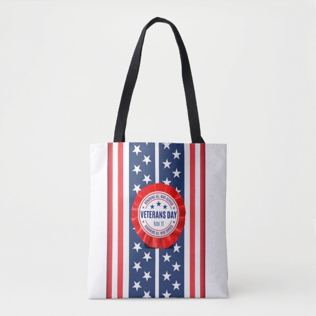 Tote Bag Rosette Fourre-tout de la fête des vétérans (Devant)