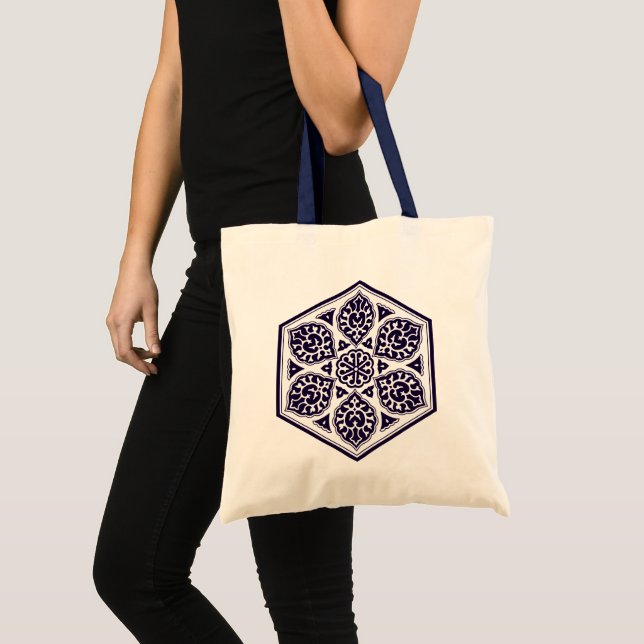 Tote Bag Rosette ottomane bleu (Devant (produit))