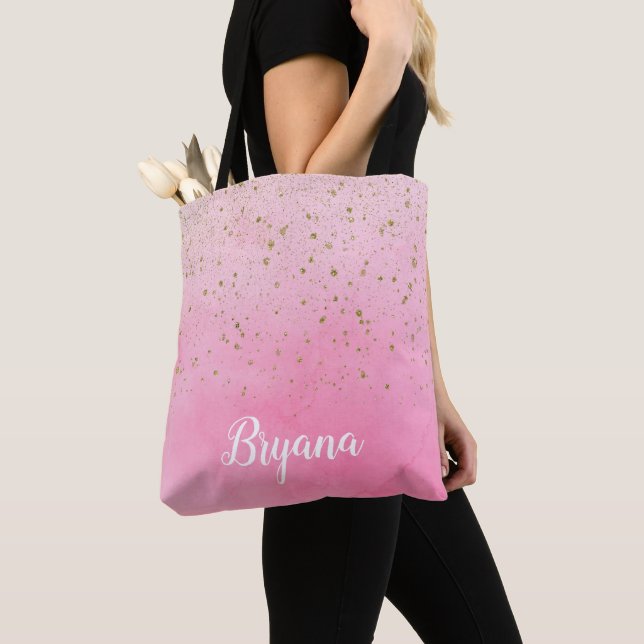 Tote Bag Rosy Rose rose & Parties scintillant or Glam Spark (De près)