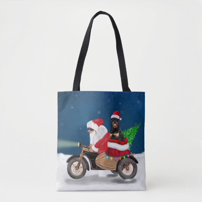 Tote Bag Rottweiler Chien Noël Père Noël (Devant)