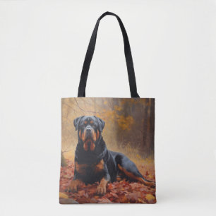 Tote Bag Rottweiler dans les feuilles d'automne automne aut