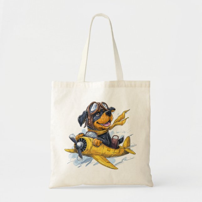 Tote Bag Rottweiler Dog Avion Pilote (Devant)
