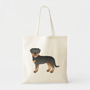 Tote Bag Rottweiler noir et feu Chien de dessin animé migno