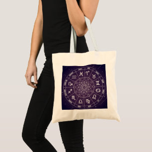 Tote Bag Roue d'astrologie violette