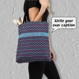 Tote Bag Roues à vélo motif texte personnalisé rose bleu