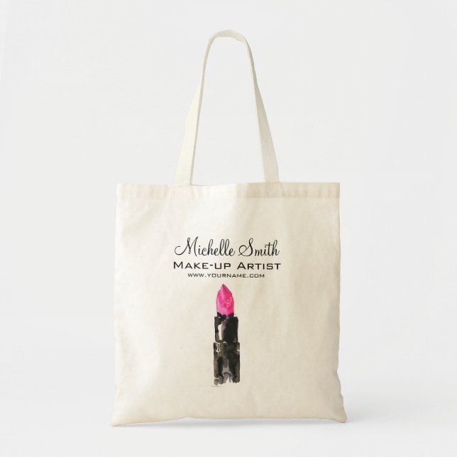 Tote Bag Rouge à lèvres rose et noir chic maquillage (Devant)