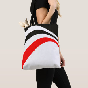Tote Bag Rouge blanc noir tendance rayures modernes