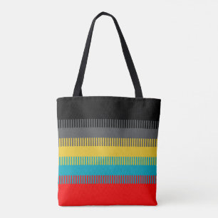 Tote Bag Rouge Bleu Jaune Noir Gris Abstrait Motif unique