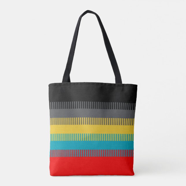 Tote Bag Rouge Bleu Jaune Noir Gris Abstrait Motif unique (Dos)