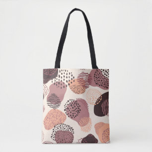 Tote Bag Rouge Brown biologique, Formes Abstraites.