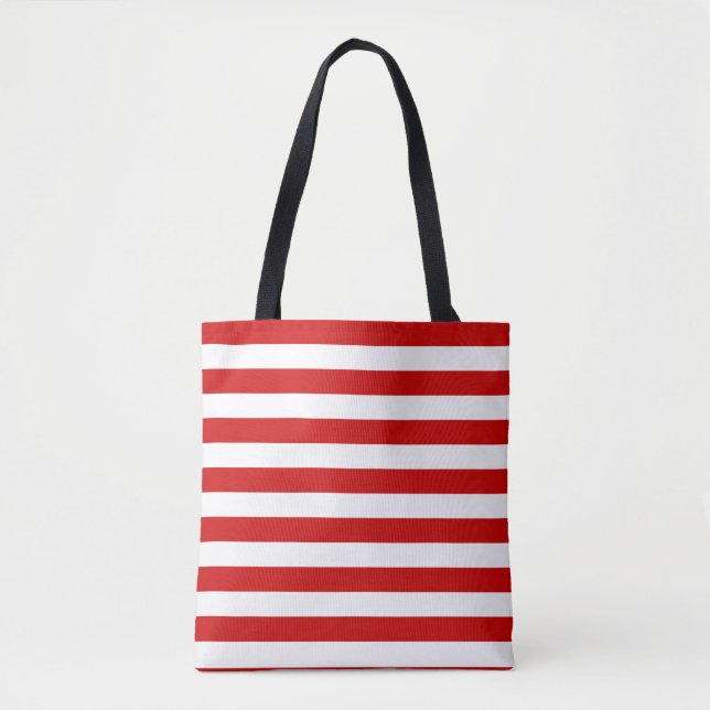 Tote Bag Rouge et blanc barrés (Devant)