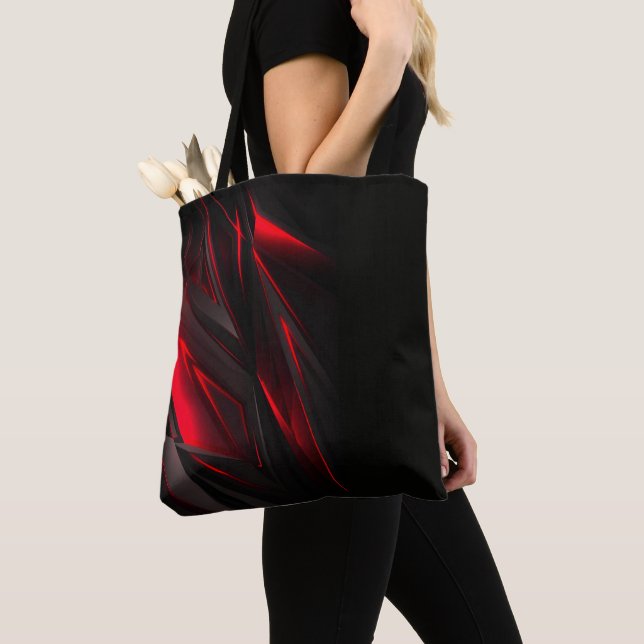 Tote Bag Rouge Extraordinaire à la conception abstraite Poi (De près)
