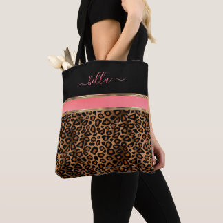 Tote Bag Rouge, floral et imprimé léopard