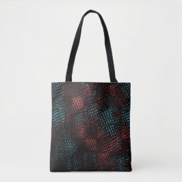 Tote Bag Rouge foncé, bleu, rayures croisées, carré ou cube