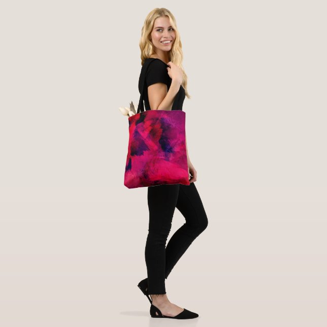 Tote Bag Rouge foncé et violet Gras & Abstrait moderne (Sur le modèle)