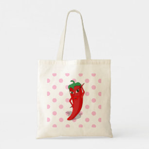 Tote Bag Rouge Hot Pepper Diva Pois roses