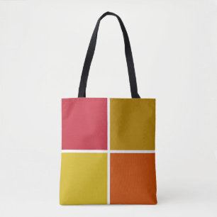 Tote Bag Rouge, Jaune, Or et Carré orange
