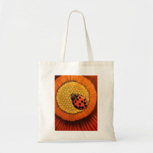 Tote Bag Rouge Ladybug Sur Fleur